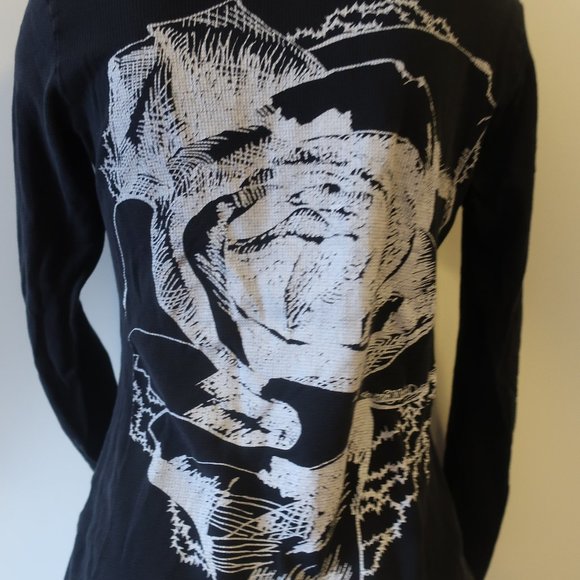 LAUREN MOSHI BLACK GRAPHIC ZIP UP SWEATSHIRT SZ L* - Picture 7 of 12